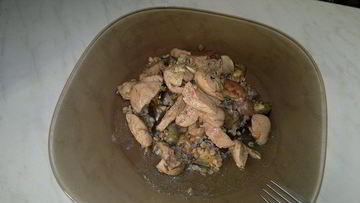 Рецепт Острой гречневой каши с баклажаном, имбирем и чесноком, печень кролика с кориадром