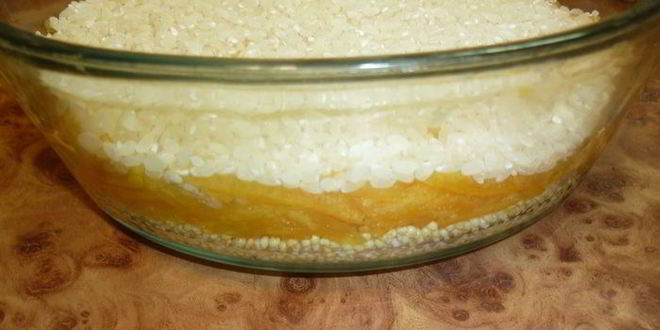 Рецепт каши слоеной из двух круп с тыквой