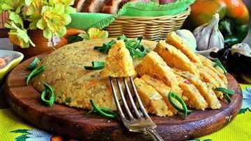 Рецепт Поленты с беконом и овощами