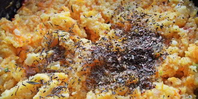 Рецепт поленты с беконом и овощами