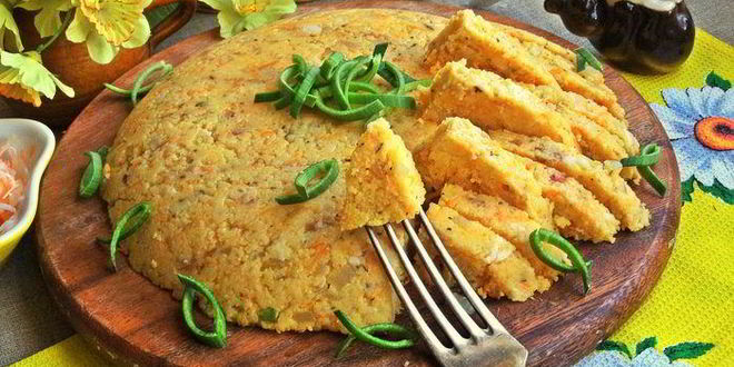 Рецепт поленты с беконом и овощами