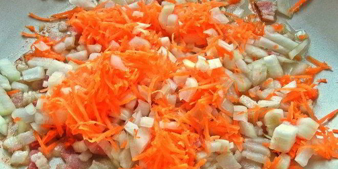 Рецепт поленты с беконом и овощами