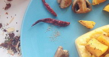 Рецепт Поленты с печеной тыквой и шампиньонами