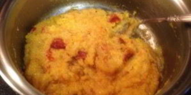 Рецепт поленты с вялеными помидорами в беконе