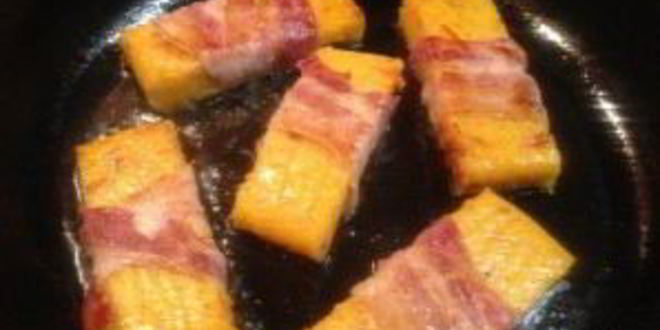 Рецепт поленты с вялеными помидорами в беконе