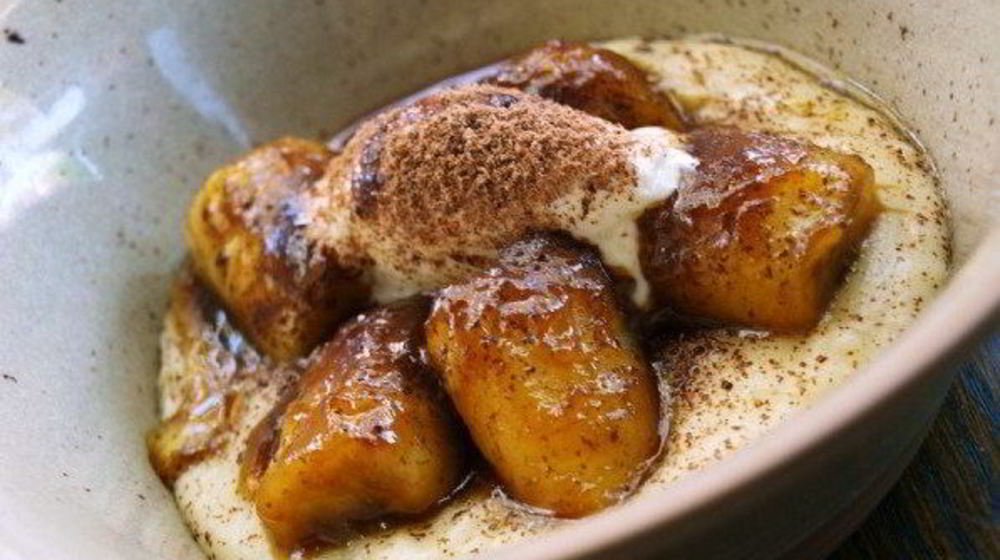 Как приготовить манную кашу с соте из бананов и кремом из маскарпоне