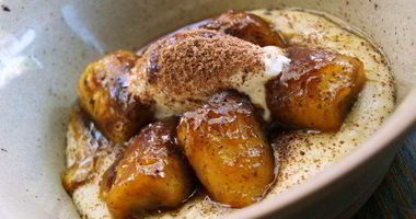 Рецепт Манной каши с соте из бананов и кремом из маскарпоне