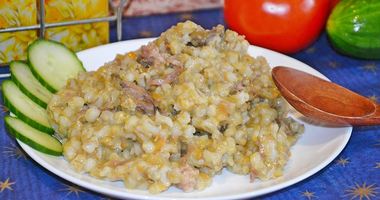 Рецепт Перловой каши с говяжьей тушенкой в мультиварке