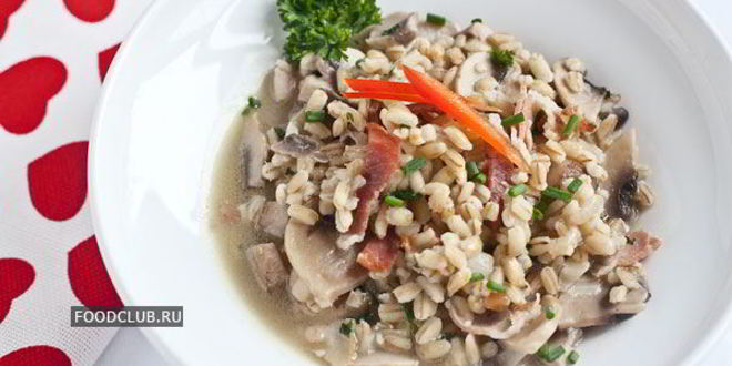 Рецепт перловой каши с грибами и беконом