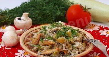 Рецепт Перловки на гарнир с кабачками, грибами, курицей