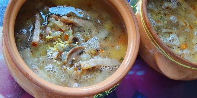 Рецепт каши пшенной с бужениной в горшочках