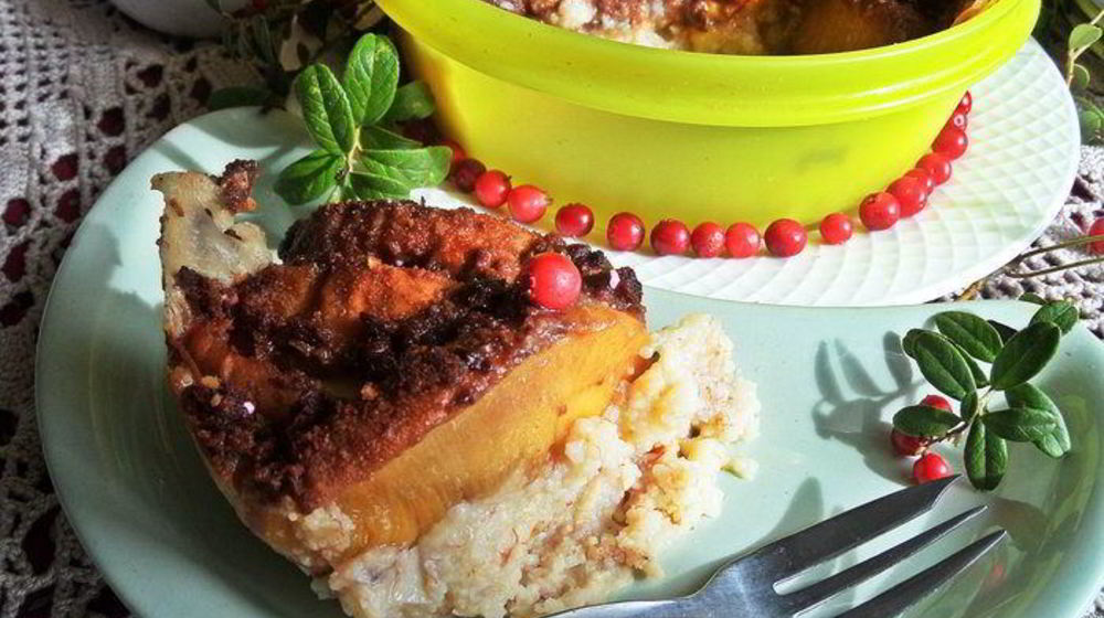 Как приготовить кашу пшенную, запеченную под персиком