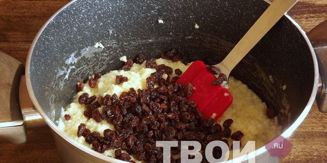 Рецепт пшенной каши с творогом и изюмом