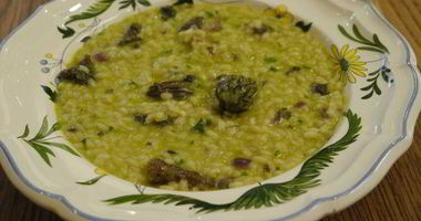 Рецепт Рисовой каши со сморчками и зеленым горошком