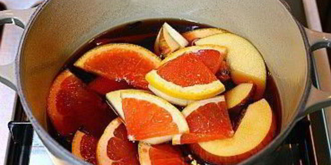 Рецепт глинтвейна с грейпфрутом и яблоком