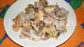 Рецепт Коктейля морского жареного с сыром