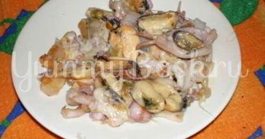 Рецепт Коктейля морского жареного с сыром