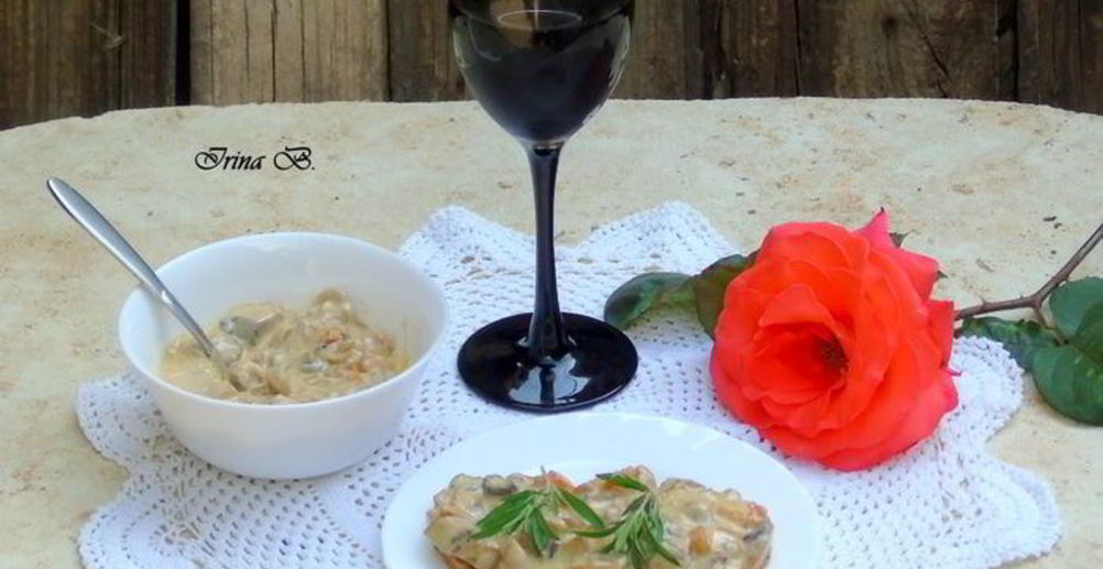 Рецепт этелиса тушеного с вином и грибами