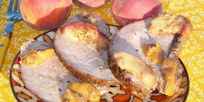 Рецепт запеченной телятины с вином и персиками