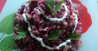 Рецепт Теплого салата с гречкой, свеклой и грибами