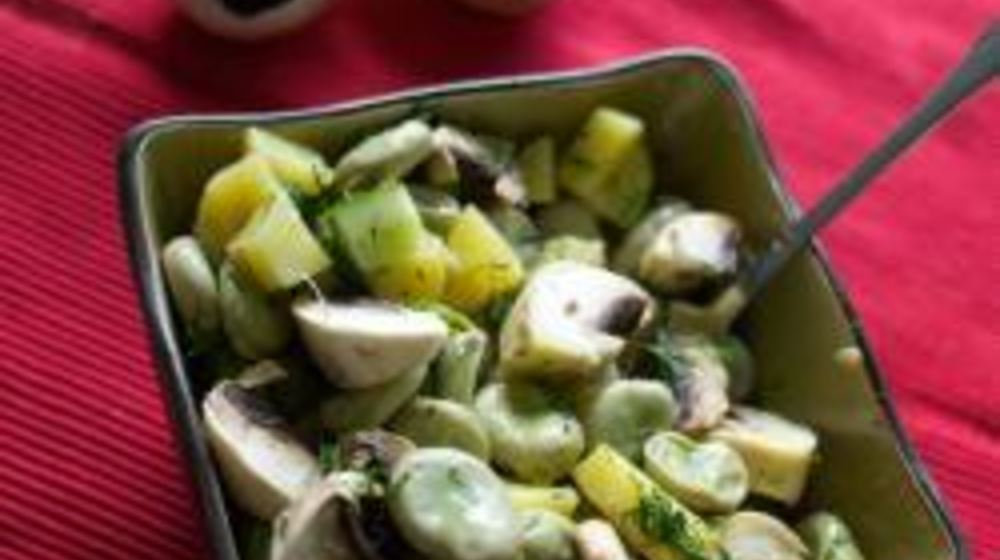 Как приготовить картофельный салат с бобами и шампиньонами