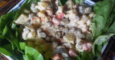 Рецепт Картофельного салата с горошком и сладким перцем