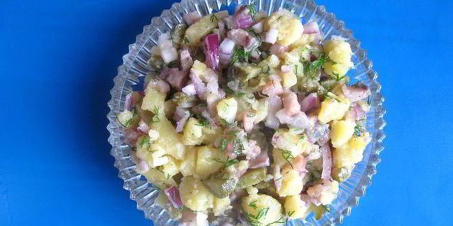 Рецепт немецкого картофельного салата с сельдью