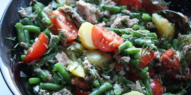 Рецепт салата из картофеля, фасоли и тунца