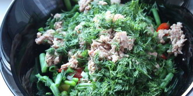 Рецепт салата из картофеля, фасоли и тунца