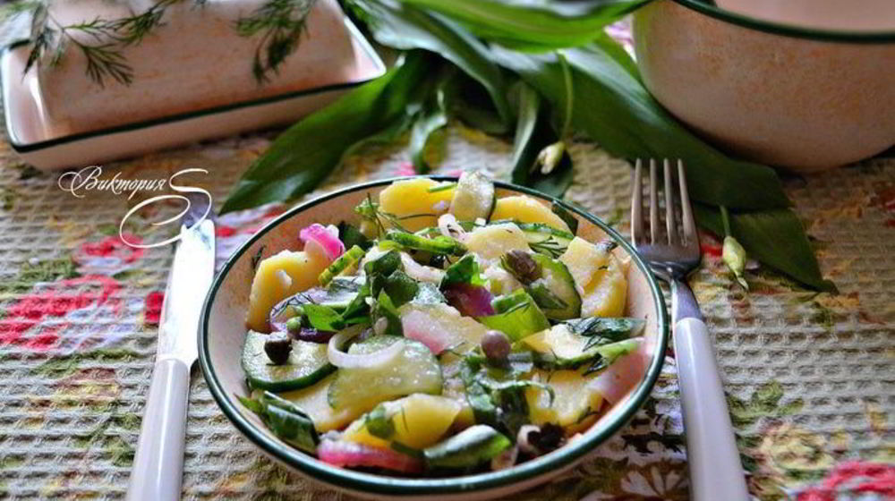 Как приготовить салат из картофеля и черемши