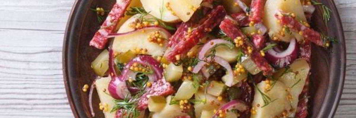 Рецепт Салата из молодого картофеля с колбасой