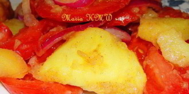 Рецепт салата картофельного с помидорами