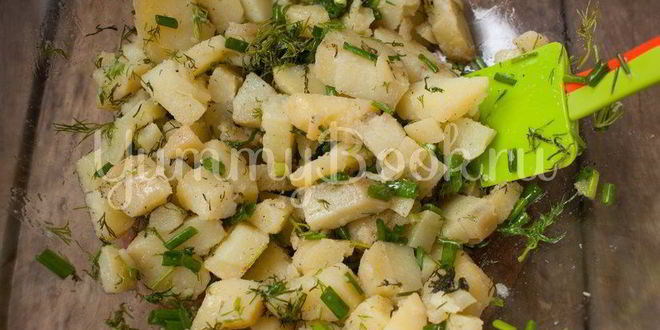 Рецепт салата картофельного с зеленым луком