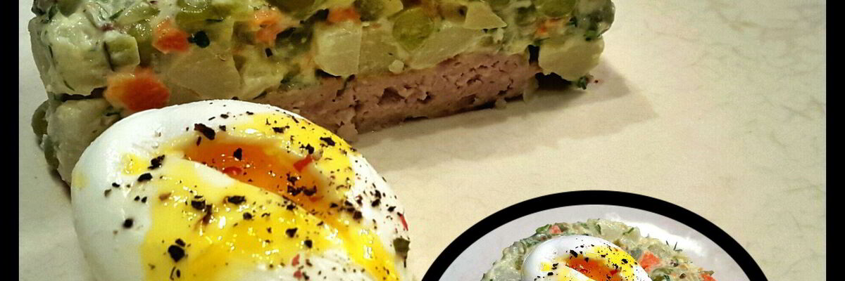 Рецепт Оливье на мясной подушке