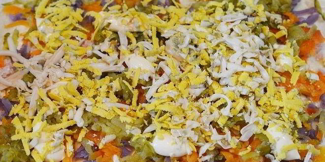 Рецепт оливье с рыбой в рулете