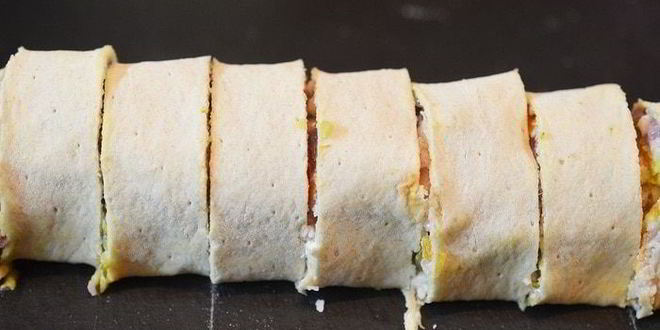 Рецепт оливье с рыбой в рулете