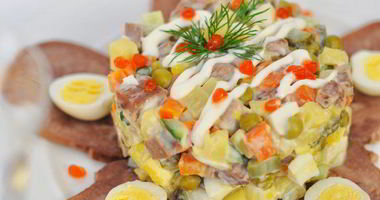 Рецепт Салата Оливье с языком