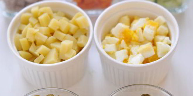 Рецепт салата оливье с языком