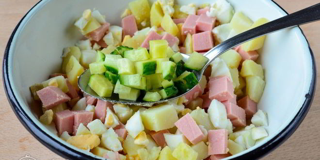 Рецепт салата оливье со свежим огурцом