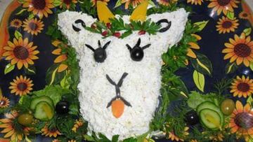 Рецепт Салата Оливье в виде козы