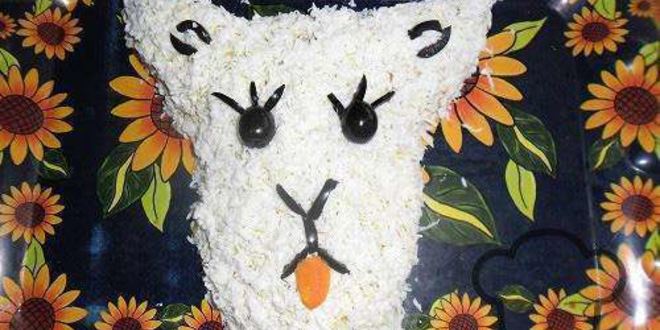 Рецепт салата оливье в виде козы