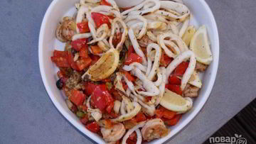 Рецепт Салата из кальмаров с креветками