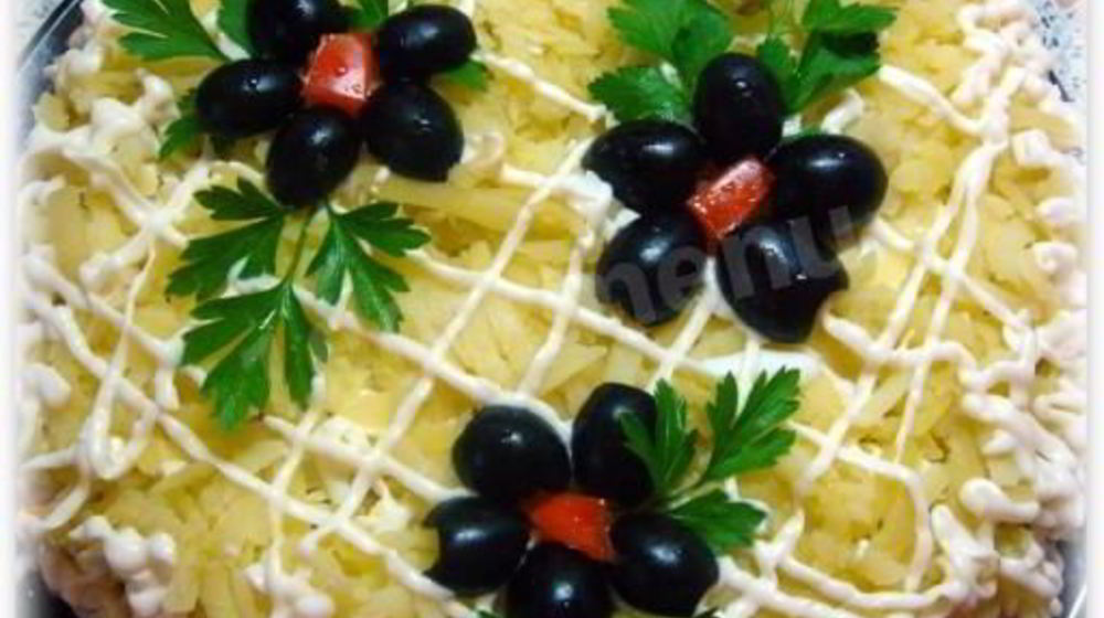 Как приготовить салат из шампиньонов консервированных курица под шубой