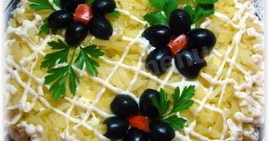 Рецепт Салата из шампиньонов консервированных курица под шубой