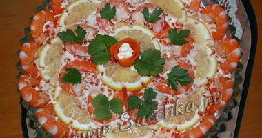 Рецепт Салата Креветки под шубой