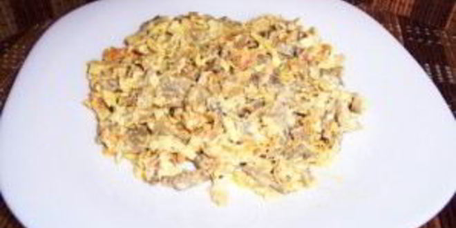 Рецепт салата с печенью и фасолью