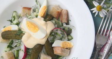 Рецепт Русского летнего салата в стиле Цезарь