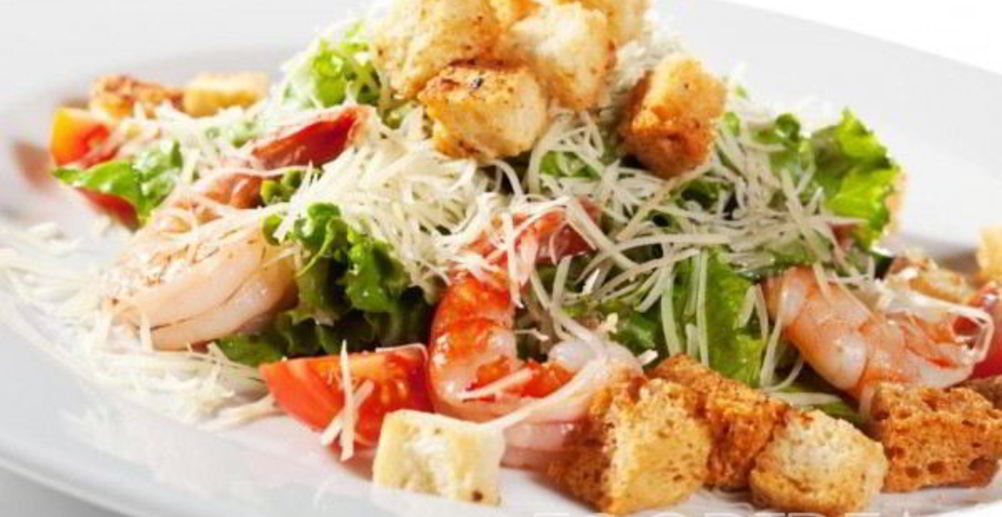 Рецепт салат цезарь с креветками