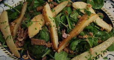 Рецепт Японского салата с языком и карамелизированной грушей