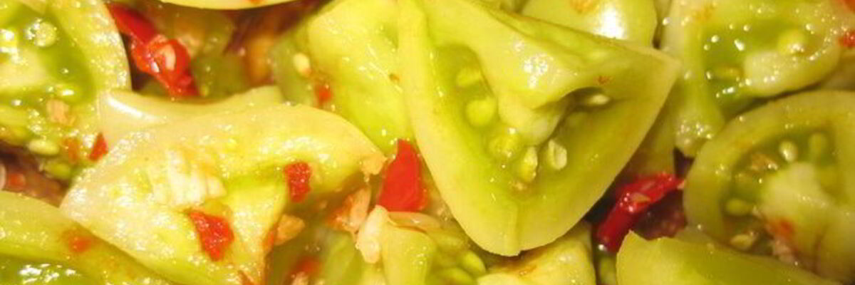 Рецепт Маринованных зеленых помидоров в кисло-сладком, остром маринаде Закусон